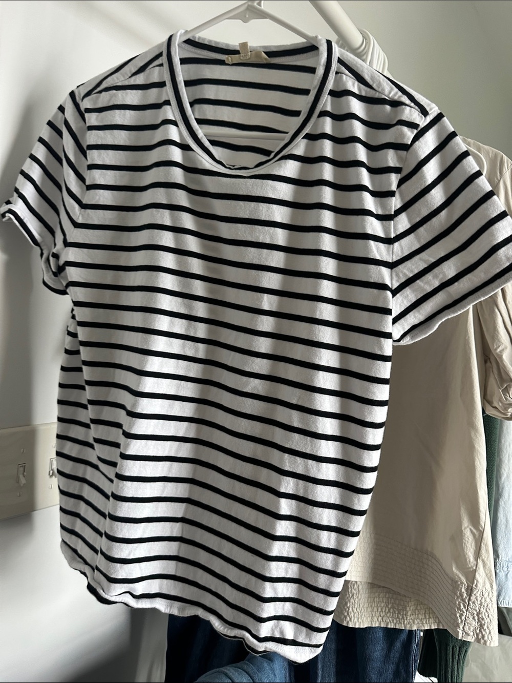 Madewell White and Black Striped Tee